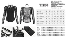 Load image into Gallery viewer, TT236 Punk chain flocked print off-the-shoulder T-shirt