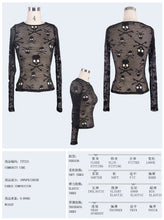 Load image into Gallery viewer, TTP223 punk sexy women skeleton transparent mesh long sleeves t-shirts
