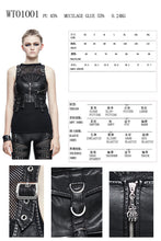 Load image into Gallery viewer, WT01001 Women black and silver punk short faded leather waistcoat with pockets