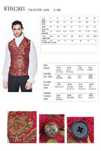 Load image into Gallery viewer, WT01303 devil fashion pirate costume Gothic patterned red and gold men short fitted waistcoats