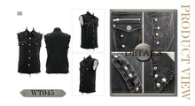 Load image into Gallery viewer, WT045 Summer worn out metallic bullet clip black punk rock sleeveless men shirts