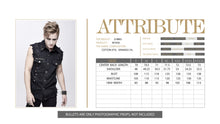 Load image into Gallery viewer, WT045 Summer worn out metallic bullet clip black punk rock sleeveless men shirts