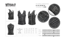 Load image into Gallery viewer, WT047 Autumn Punk rock fog-flower patterned lace up black men leather waistcoat