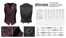 Load image into Gallery viewer, WT07002 Gothic dark pattern black and red vest (with brooch)