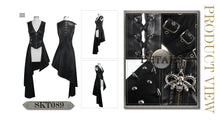 Load image into Gallery viewer, SKT089 zipper up asymmetric sleeveless women punk rock mid-length leather dress
