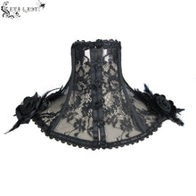 Load image into Gallery viewer, ECA003 Gothic accessory feather adjustable ribbons lace sexy women collar with rose flower