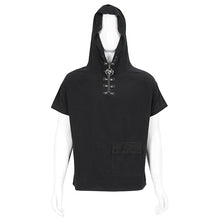 Load image into Gallery viewer, TT206 Everyday Woven Black Short Sleeves Punk Men Hoodie