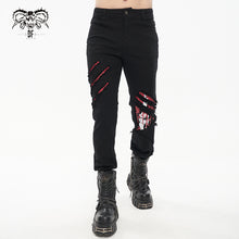 Load image into Gallery viewer, PT191 Ripped Leg Bloody Printed Men's Punk Trousers
