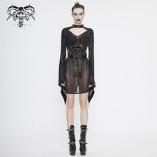 Load image into Gallery viewer, SKT104 Circuit diagram flocking printed flared sleeve dress
