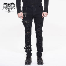 Load image into Gallery viewer, PT040 daily life wear men metallic punk broken holes trousers with loops