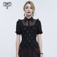 Load image into Gallery viewer, TT22201 Black Cross pattern Printed Short Sleeve T-Shirt