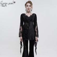 Load image into Gallery viewer, ETT027 Beaded collar lace appliqued Floral hip covered T-Shirt