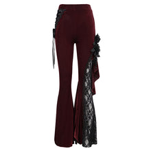 Load image into Gallery viewer, EPT01102 red Asymmetric Dark Pattern gothic women lace Flare Pants