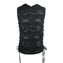 Load image into Gallery viewer, TT102 daily life Summer punk men ripped sleeveless black hooded tops