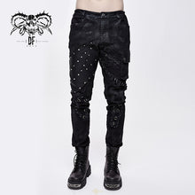 Load image into Gallery viewer, PT099 Men heavy metal patchwork hand painted distressed trousers with pockets