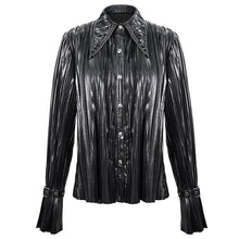 Load image into Gallery viewer, SHT05501 Cyberpunk bright black pleated blouse