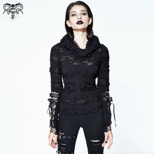 Load image into Gallery viewer, TT096 Autumn women elastic broken holes finger covered punk fashion hooded tops
