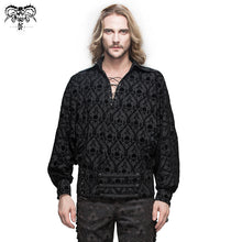 Load image into Gallery viewer, SHT020 Spring Gothic lace up neckline skull printed men shirt with braids