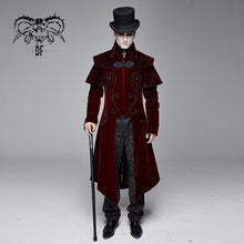 Load image into Gallery viewer, CT13402 Gorgeous gentlemen stand collar red gothic velveteen coat