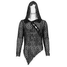 Load image into Gallery viewer, TT186 Punk Hooded Irregular Big Net T-shirt