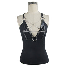 Load image into Gallery viewer, TT105 sexy women punk metallic inverted pentagram cotton vest with chains