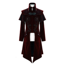 Load image into Gallery viewer, CT13402 Gorgeous gentlemen stand collar red gothic velveteen coat