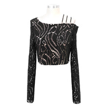 Load image into Gallery viewer, TT153 Japanese fashion daily life off-the-shoulder punk hollow out sexy women long sleeve t-shirt