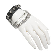 Load image into Gallery viewer, AS078 punk women adjusted size spiked leather bracelet with chains