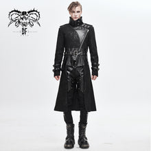 Load image into Gallery viewer, CT143 winter military uniform open collar printed punk men belted long coat with bag