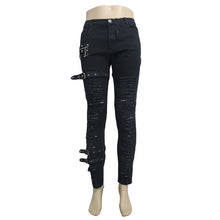 Load image into Gallery viewer, PT040 daily life wear men metallic punk broken holes trousers with loops