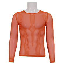 Load image into Gallery viewer, TT19802 Orange Diamond-shaped net basic style long sleeves men t-shirts