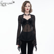 Load image into Gallery viewer, ETT026 Summer V neck flocked floral classic beauty sexy Gothic women top