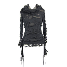 Load image into Gallery viewer, TT096 Autumn women elastic broken holes finger covered punk fashion hooded tops