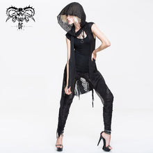 Load image into Gallery viewer, CA006 punk asymmetrical women broken holes black hooded cape