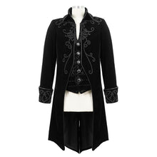 Load image into Gallery viewer, CT02801 Men black gothic hand-embroidered fake two pieces velvet coats