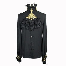 Load image into Gallery viewer, SHT02301 Men Gothic black and gold embroidered lace sleeves bow tie chiffon shirts
