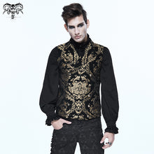 Load image into Gallery viewer, WT01301 Gothic fancy costume western style black and gold palace big flower men short vest