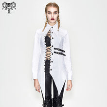 Load image into Gallery viewer, SHT037 everyday asymmetric white punk women cotton long blouse with dovetail