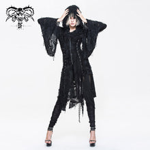 Load image into Gallery viewer, CT037 darkness ragged horn sleeve women punk long coat with cap and scarf