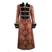 Load image into Gallery viewer, CT096 Pirate style red and gold jacquard gothic pattern men long coat