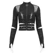 Load image into Gallery viewer, TT237 Punk daily High Neck Elastic Long Sleeve Women's T-Shirt