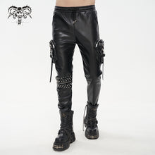 Load image into Gallery viewer, PT184 Men's side pockets metal decoration leather feet pants