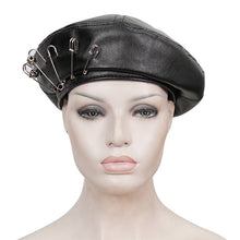 Load image into Gallery viewer, AS134 Pin Skull Faux Leather Beret