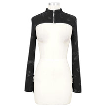 Load image into Gallery viewer, CA024 punk women black bone printed knitted shawl with straps