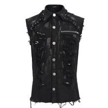 Load image into Gallery viewer, SHT094 black punk sleeveless men's tattered shirt