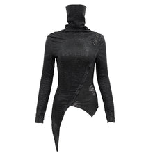 Load image into Gallery viewer, TT181 Punk high neck pleated T-shirt