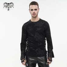 Load image into Gallery viewer, TT204 Men Torn Spider Web Printed Long Sleeve T-Shirt