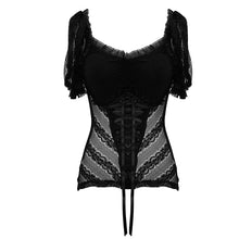 Load image into Gallery viewer, TT120 sexy women summer gothic vertical flower lace bubble sleeves Modal T-shirt