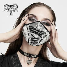 Load image into Gallery viewer, MK036 gothic girls white stretchy knitted lace up mesh masks