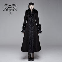 Load image into Gallery viewer, CT12601 winter sexy women black Gothic double-faced woolen hooded long coat with fur